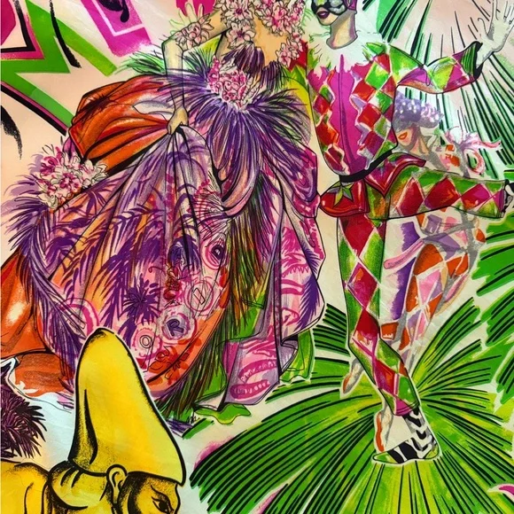 Versace Scarf. 100% Silk. Vibrant Multicolor. Made in Italy.